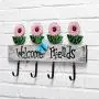 Cxjff Wall Coat Rack Clothes Hat Hanger Holder Hooks Solid Wood 1/2/3/4/5 Pieces Daisy Style, 45x5x26CM (Color : Pink, Size : 3 Pieces)