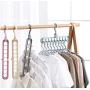 10pcs Random Color Multi-Function Folding Magic Hanger Nine-Hole Rotating Magic Clothes Hanger Wardrobe Drying Clothes Home Bedroom Storage Holder