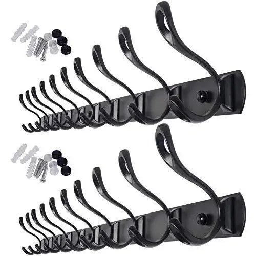 WEBI Coat Rack Wall Mounted,16” Hole to Hole,10 Hooks for Hanging Coats,Hook Rack,Hook Rail,Coat Hooks,Coat Hanger Wall Mount for Entryway Jacket Clothes,Black,2 Packs WEBI Coat Rack Wall Mounted,16” Hole to Hole,10 Hooks for Hanging Coats,Hook Rack,Hook Rail,Coat Hooks,Coat Hanger Wall Mount for Entryway Jacket Clothes,Black,2 Packs