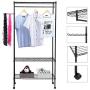 3-Tier Closet Organizer Metal Garment Rack Portable Clothes Hanger Home Shelf