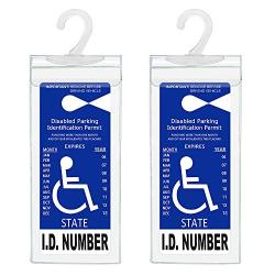 Handicap Parking Placard Holder, Ultra Transparent Disabled Parking Permit Placard Protective Holder Cover with Large Hanger by Tbuymax (Set of 2)