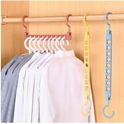 Plastic Nine-Hole Magic Clothes Hanger 10pcs Random Color Drying Racks Multi-Purpose Home Wardrobe Storage Hangers Storage Rack