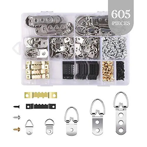 Picture Hanging Kit, 605 Piece Picture Frame Hanging Kit with 7 Models of Heavy Duty Picture Hangers and Screws for Home Decoration Creative Picture Hanging