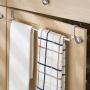 mDesign Adjustable, Expandable Kitchen Over Cabinet Towel Bar Rack - Hang on Inside or Outside of Doors, Storage for Hand, Dish, Tea Towels - 9.25" to 17" Wide - Satin