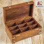 Rusticity Wood Tea Bag/Spice Storage Boxes with Lid and 9 Pockets | Handmade | (10.2 x 6.2 x 4 in)