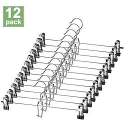 HOUSE DAY 12 Pack Pants Hangers with Hook, Clip Hangers, Skirt Hangers with Clips,Multi Stackable Add on Hangers