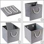 Prandom Large Foldable Cube Storage Bins 13x13 inch [3-Pack] Fabric Linen Storage Baskets Cubes Drawer with Cotton Handles Organizer for Shelves Toy Nursery Closet Bedroom Grey