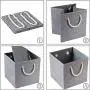 Prandom Large Foldable Cube Storage Bins 13x13 inch [3-Pack] Fabric Linen Storage Baskets Cubes Drawer with Cotton Handles Organizer for Shelves Toy Nursery Closet Bedroom Grey