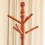 HTDZDX Free Standing Coat Hat Rack Stand with 3 Tiers 9 Hooks, Multifunctional Clothes Hanger Heavy Duty Hall Tree Stand Hanger - White/Wood Color (Color : A)