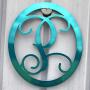 Metal Monogram Letter, Monogram Wreath, Door Hanger Monogram, Metal Monogram Letter, Oval Monogramed Wreath, Wall Art