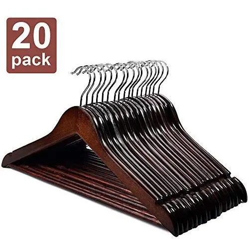 HOUSE DAY Premium Wooden Hangers for Coats Wooden Clothes Hangers 20 Pack Wooden Hangers Bulk Wooden Coat Hanger Brown Premium Hangers Wooden for Clothes Pants Skirt