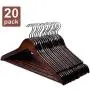 HOUSE DAY Premium Wooden Hangers for Coats Wooden Clothes Hangers 20 Pack Wooden Hangers Bulk Wooden Coat Hanger Brown Premium Hangers Wooden for Clothes Pants Skirt
