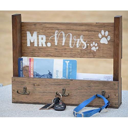 Key & Leash Holder - Mr Mrs Coat Rack - Mr Mrs Key Hanger Leash Hanger - Dog Lovers Gift - Key and Leach Hook - Key and Leash Hanger