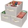 GRANNY SAYS Storage Basket for Shelves, Fabric Closet Storage Bins Cube Boxes with Handle Home Office Fabric Organizer, Large, Beige, 3-Pack