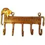 Purpledip Brass Wall Hook Regal Elephants: Vintage Design Coat Clothes Hanger (11735)