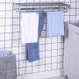 X-cosrack Folding Clothes Drying Rack Wall Mount, Large Retractable 304 Stainless Steel Laundry Drying Rack/Bathroom Towel Rack with Hooks, Rustproof Space-Saving Clothes Hanger for Indoor Outdoor