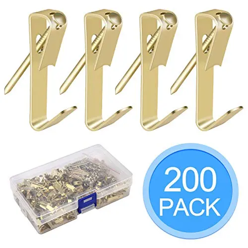 EAONE 200 Pcs 30lbs Picture Hangers with Nails, Photo Picture Frame Hooks Hardware Picture Hanging Kit on Wooden/Drywall EAONE 200 Pcs 30lbs Picture Hangers with Nails, Photo Picture Frame Hooks Hardware Picture Hanging Kit on Wooden/Drywall
