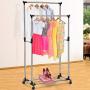 Garment Racks Double Adjustable Portable Clothes Hanger Rolling Heavy Duty Rail