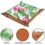 Pink Flamingo with Green Palm Leather Tray Dice Boxes Bedside Tray Key Watches and Candy Holder Sundries Entryway Tray,20.5x20.5cm Pink Flamingo with Green Palm Leather Tray Dice Boxes Bedside Tray Key Watches and Candy Holder Sundries Entryway Tray,20.5x20.5cm