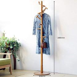 HTDZDX 180CM Wooden Coat Rack Free Standing 10 Hooks Clothes Stand Tree Stylish Wooden Hat Coat Rail Stand Rack Clothes Jacket Storage Hanger Organiser (Color : A)