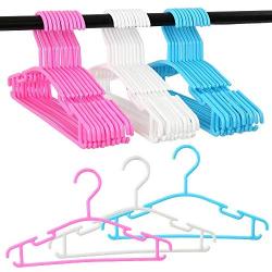 Interlink Plastic Childrens Hangers Baby Kids Toddlers Clothes Suit Coat Hangers Wardrobe Dress Holders Hooks (20Pcs, Blue)