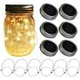 Mason Jar Solar Lids Lights,6-Pack 30 LEDs Fairy Fireflies String Lights Lids Insert(6 Hangers Included, Jars Not Included), Fits Regular Mouth Mason Jars,Patio Garden Decor Solar outdoor Laterns