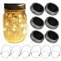 Mason Jar Solar Lids Lights,6-Pack 30 LEDs Fairy Fireflies String Lights Lids Insert(6 Hangers Included, Jars Not Included), Fits Regular Mouth Mason Jars,Patio Garden Decor Solar outdoor Laterns