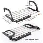 ZZQ Shoe Rack, Folding Laundry Towel Drying Rack Balcony Windowsill Fence Guardrail Corridor, Stainless Steel Retractable Clothes Hanging Racks with Clips for Drying Socks