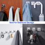 LOOGI Adhesive Hooks 3M Towel Hooks Wall Door Hanger Heavy Duty Stainless Steel for Bathroom Kitchen Home - 5 Packs