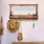 LIANGJUN Wall Coat Rack Clothes Hat Hanger Holder Shelf Solid Wood With Mirror Creative, Brown, 85x47x13CM jacket scarf porch