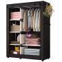 UDEAR Portable Clothes Closet Wardrobe Storage Organizer with Shelves and Side Pockets Black