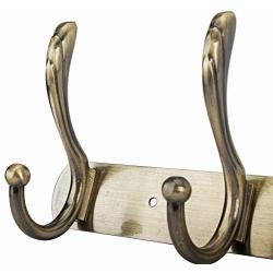 WEBI Coat Rack Wall Mounted,4 Coat Hooks for Hanging Coats,Metal Wall Coat Rack with Hooks Dual Hook Rack Hook Rail Coat Hanger Wall Mount for Entryway Jacket,Bronze