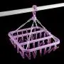 Alomejor 32 Clips Folding Clothes Hanger Dryer Windproof Socks Underwear Drying Rack Children