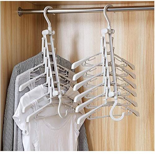 Travel Folding Clothes Hanger 360 Rotating Space Saving Stretchable Hanger Organizer Rack 2pcs