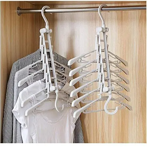Travel Folding Clothes Hanger 360 Rotating Space Saving Stretchable Hanger Organizer Rack 2pcs