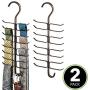 mDesign Vertical Steel Metal Wire Closet Rod Hanging Accessory Organizer for Ties, Belts, Scarves, and Accessories with 17 Storage Hooks - 2 Pack - Bronze