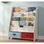 SEIRIONE Kids Book Rack, 4 Sling Bookshelf, 2 Storage Boxes and Toys Organizer Shelves, Beige SEIRIONE Kids Book Rack, 4 Sling Bookshelf, 2 Storage Boxes and Toys Organizer Shelves, Beige