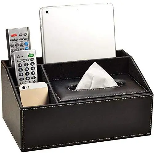 WINGOFFLY Multifunction Trapezoid PU Leather Tissue Boxes Holder Desk Storage Boxes Pen Pencil Remote Control Holder Black WINGOFFLY Multifunction Trapezoid PU Leather Tissue Boxes Holder Desk Storage Boxes Pen Pencil Remote Control Holder Black