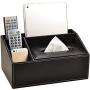 WINGOFFLY Multifunction Trapezoid PU Leather Tissue Boxes Holder Desk Storage Boxes Pen Pencil Remote Control Holder Black