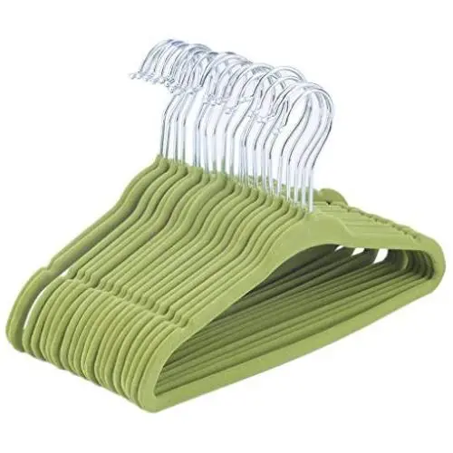 Homgrace Kids Velvet Clothes Hangers, Small Clothes Hanger, Non Slip Space Saver Pack of 20 (Green)