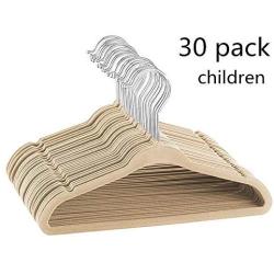 Iddefee Clothes Hanger Children Hangers ABS Thin Space Saving for Everyday Standard Use Clothing Hangers Suit Clothes Hangers 30 Pack Pants Hangers (Color : Natural, Size : 28cm)