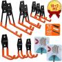 Garage Storage Utility Hooks, UNIHAO Tool Hangers Steel Heavy Duty Hooks Wall Mount Tool Holder Garden Organizer for Hanging Power Tools, Ladders, Ropes, Bikes Hanger, 10 Pcs with 2 Pcs Wall Hooks