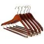 Nature Smile Contoured Wooden Hangers Sturdy Wood Suit Coat Hangers with Locking Bar Chrome Hook Pack of 5 (Cherry) Nature Smile Contoured Wooden Hangers Sturdy Wood Suit Coat Hangers with Locking Bar Chrome Hook Pack of 5 (Cherry)