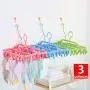 Maserfaliw Drying Rack Folding Square 32 Clips Windproof Underwear Socks Clothespin Drying Rack Hanger Pink