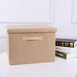 TheWarmHome Beige Decorative Storage Boxes with Lid Memory Boxes Organizer Bins with Lids/Baskets for Gifts Empty,15.7×11.5×11.5 Inch