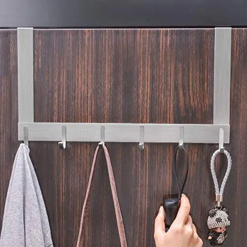 Over The Door Hook, FLE SUS304 Stainless Steel Heavy-Duty Hanger Rack for Coat, Towel, Bag, Robe - 6 Hooks Over The Door Hook, FLE SUS304 Stainless Steel Heavy-Duty Hanger Rack for Coat, Towel, Bag, Robe - 6 Hooks