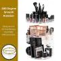 SUNFICON Rotating Makeup Organizer Cosmetic Holder 360 Degree Spining Makeup Storage Boxes Display Stand Adjustable Tray for Vanity Bathroom Bedroom Closet Large Acrylic Clear