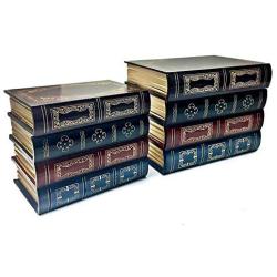 Bellaa 25419 Book Boxes Bookends Hidden Storage Set of 2 Wood 8 inch