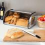 Bread Boxes for Kitchen Counter, Stainless Steel Roll Top Bread Bin, Sliver Bread Storage Holder with Lid, Large Capacity Bread Keeper, 17 x 11 x 7 Inches