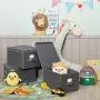 SONGMICS Set of 3 Foldable Storage Boxes with Lids, Fabric Cubes with Label Holders, Storage Bins Organizer, 11.8 x 15.7 x 9.8 Inches, Smoky Gray URYLB40G